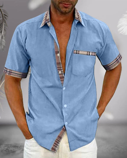 Chemise d'été pour homme à manches courtes avec col et boutons, décontractée