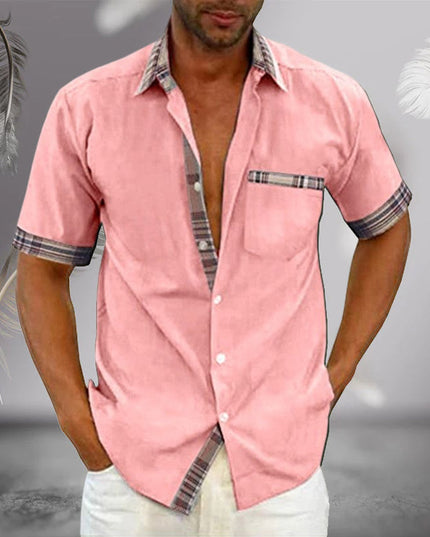 Chemise d'été pour homme à manches courtes avec col et boutons, décontractée