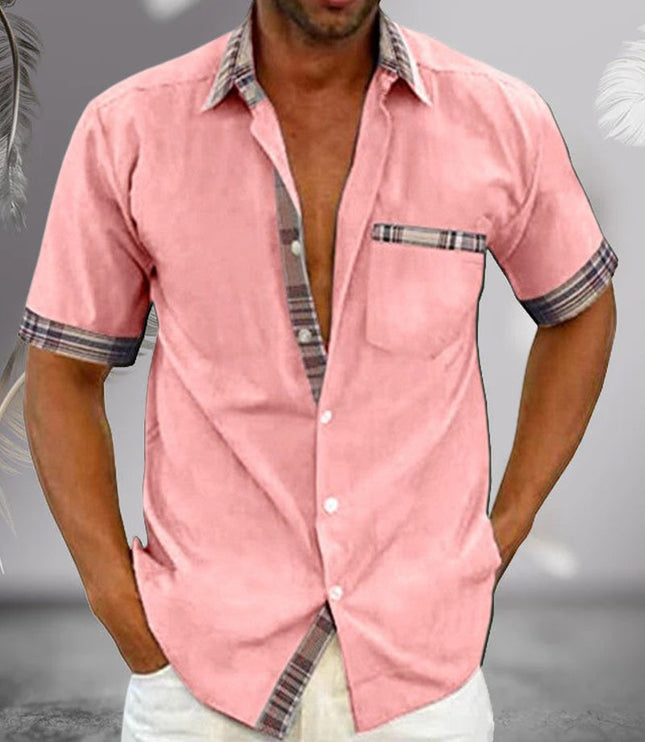 Chemise d'été pour homme à manches courtes avec col et boutons, décontractée