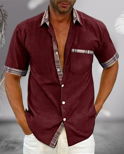 Chemise d'été pour homme à manches courtes avec col et boutons, décontractée