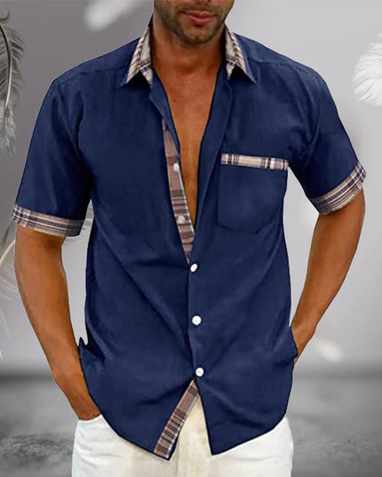 Chemise d'été pour homme à manches courtes avec col et boutons, décontractée