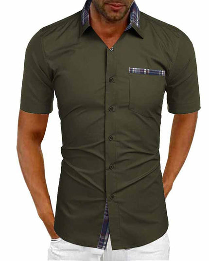 Chemise d'été pour homme à manches courtes avec col et boutons, décontractée