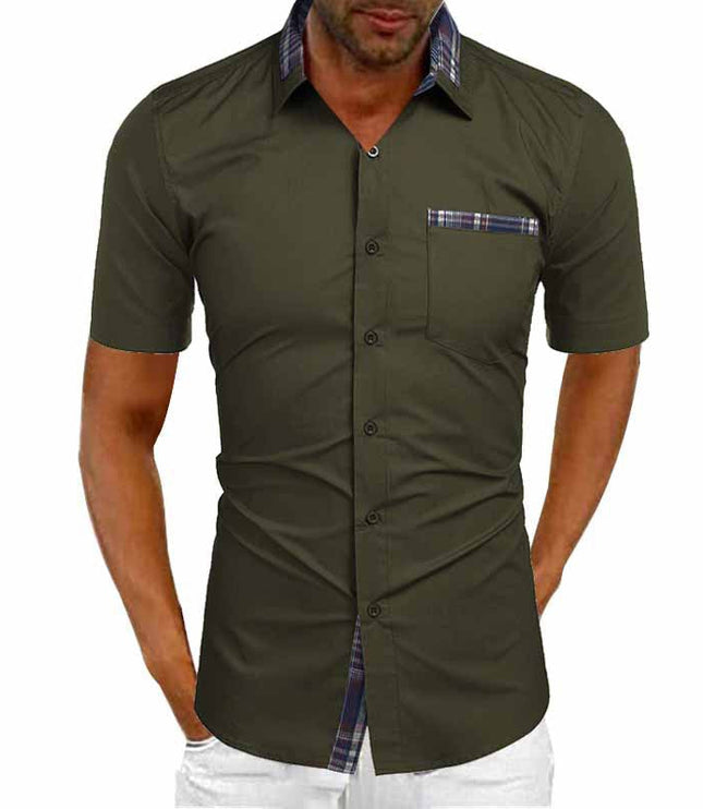 Chemise d'été pour homme à manches courtes avec col et boutons, décontractée