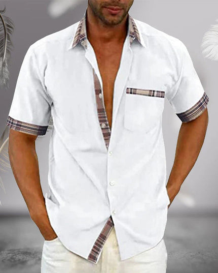 Chemise d'été pour homme à manches courtes avec col et boutons, décontractée