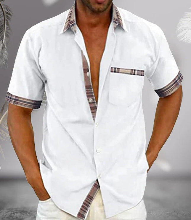 Chemise d'été pour homme à manches courtes avec col et boutons, décontractée