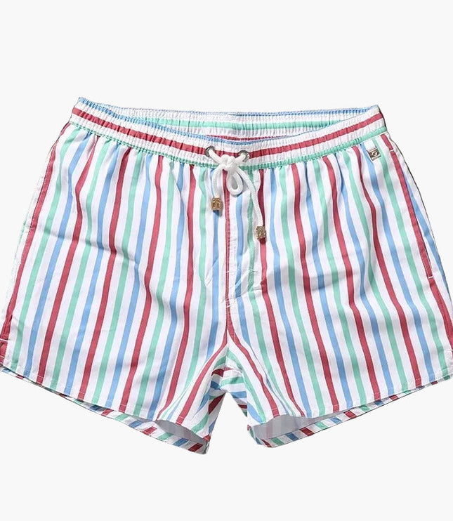 Bañador de verano para hombre con rayas, secado rápido, cordón y tipo boardshorts