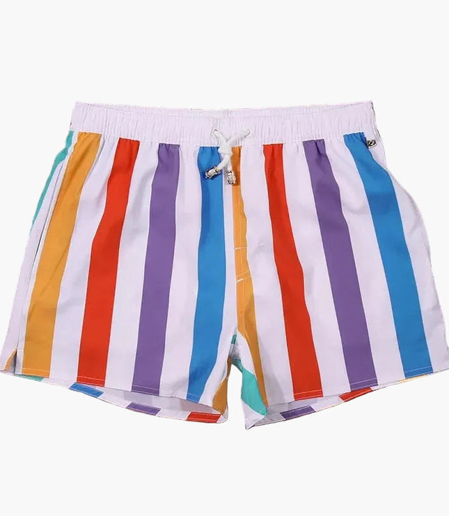 Bañador de verano para hombre con rayas, secado rápido, cordón y tipo boardshorts