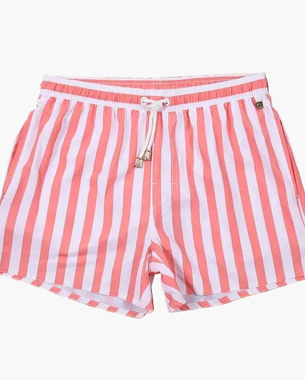 Men's Summer Striped Swim Shorts Quick Dry Drawstring Board Shorts