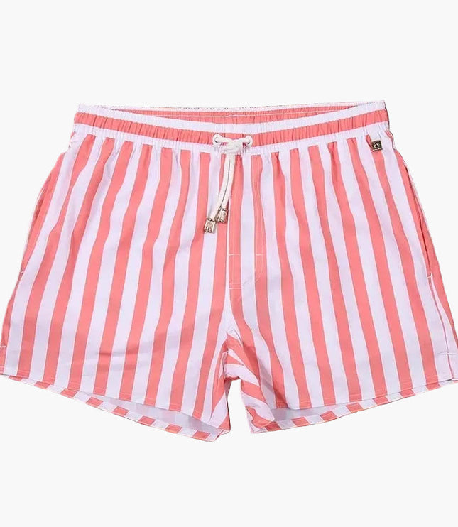 Bañador de verano para hombre con rayas, secado rápido, cordón y tipo boardshorts