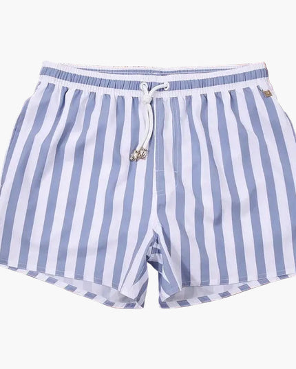 Men's Summer Striped Swim Shorts Quick Dry Drawstring Board Shorts