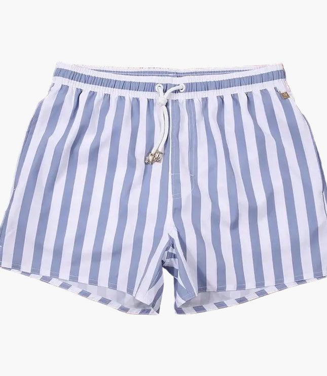Bañador de verano para hombre con rayas, secado rápido, cordón y tipo boardshorts
