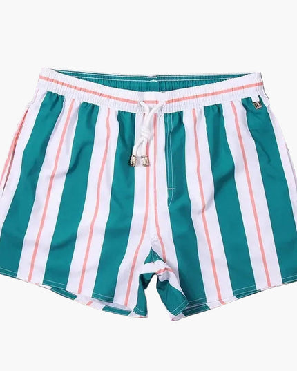 Men's Summer Striped Swim Shorts Quick Dry Drawstring Board Shorts