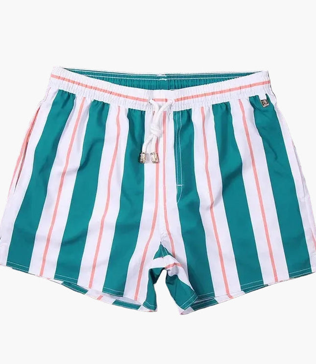 Bañador de verano para hombre con rayas, secado rápido, cordón y tipo boardshorts