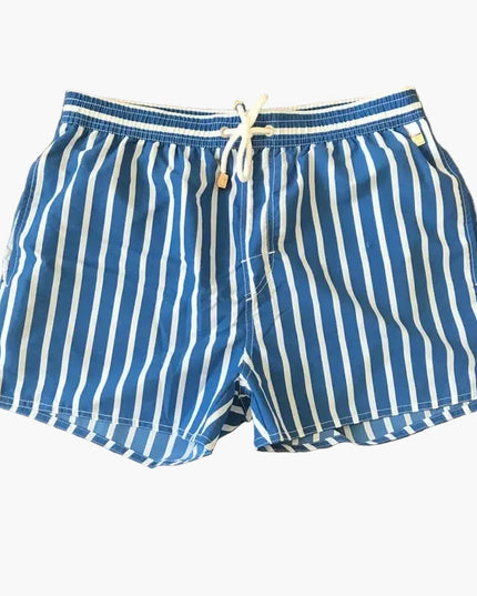 Men's Summer Striped Swim Shorts Quick Dry Drawstring Board Shorts