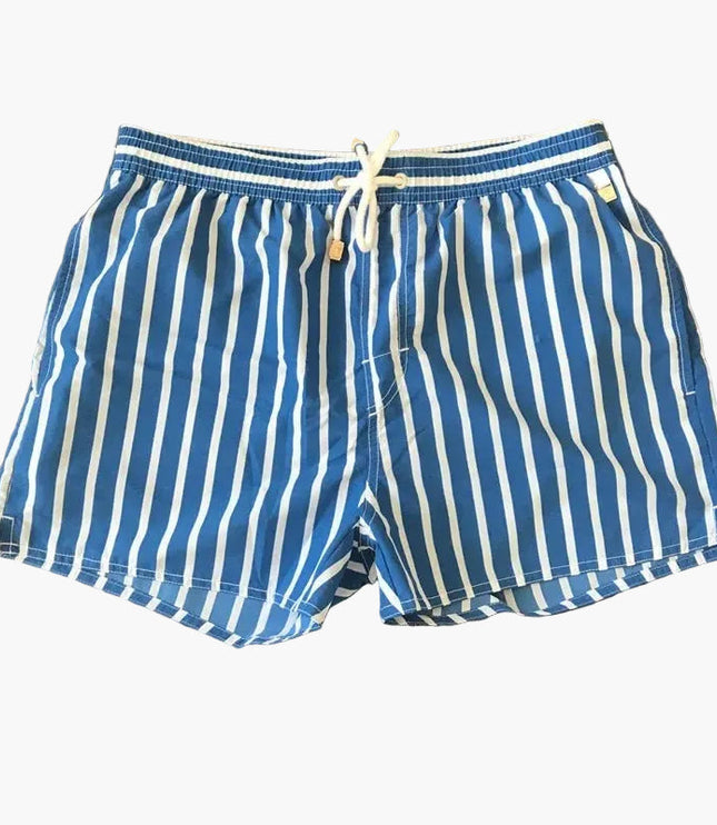 Bañador de verano para hombre con rayas, secado rápido, cordón y tipo boardshorts