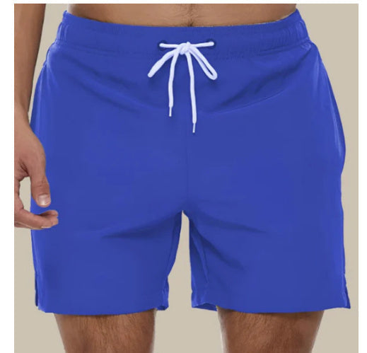 Pantalones cortos de baño para hombre de verano con cintura de cordón y secado rápido para la playa