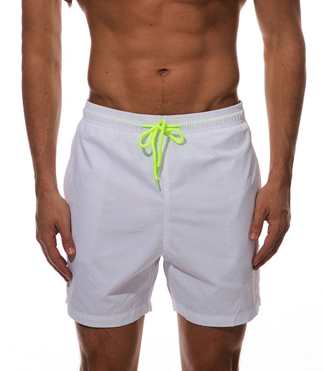 Pantalones cortos de baño para hombre de verano con cintura de cordón y secado rápido para la playa