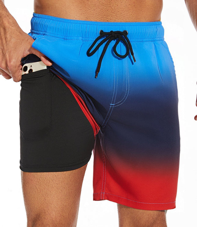 Bañador de verano para hombre, secado rápido, con cordón, tipo boardshorts y bolsillos