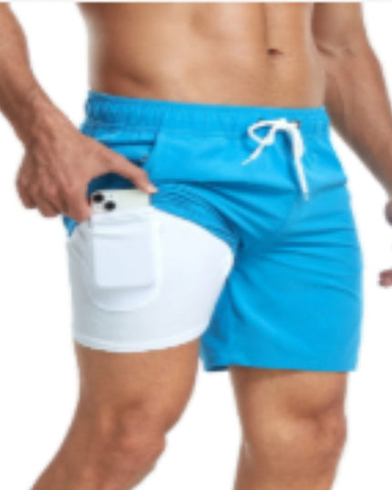 Men's Summer Swim Shorts Quick Dry Drawstring Board Shorts Pockets