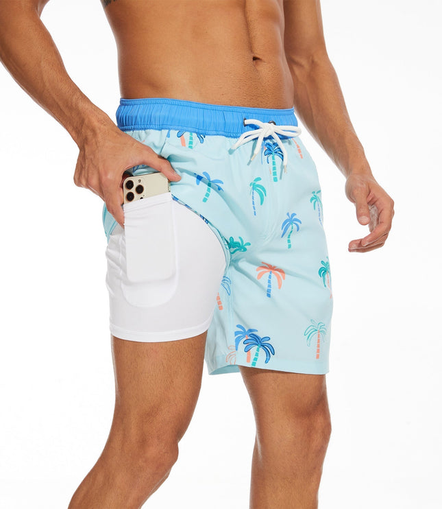 Bañador de verano para hombre, secado rápido, con cordón, tipo boardshorts y bolsillos