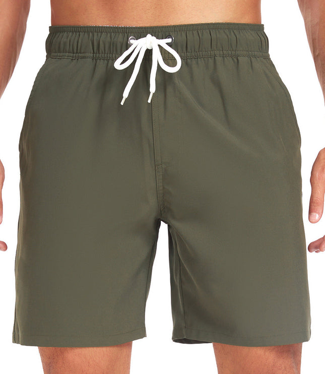 Bañador de verano para hombre, secado rápido, con cordón, tipo boardshorts y bolsillos