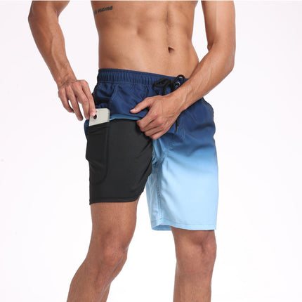 Bañador de verano para hombre, secado rápido, con cordón, tipo boardshorts y bolsillos