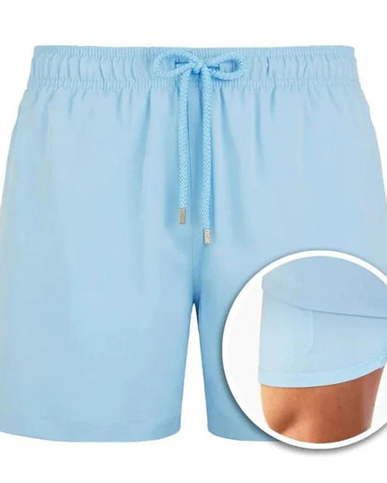 Pantalones cortos de baño de verano para hombre, con forro y cintura con cordón  