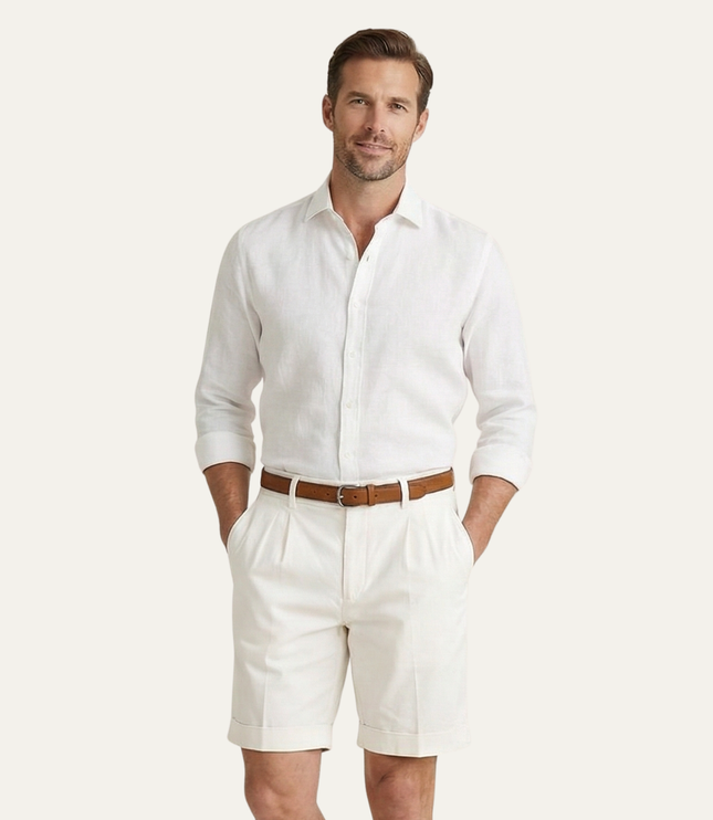 Shorts en lin d'été pour homme, coupe ajustée, élégants et légers