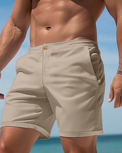 Shorts d'été ajustés pour hommes avec poches, longueur genou