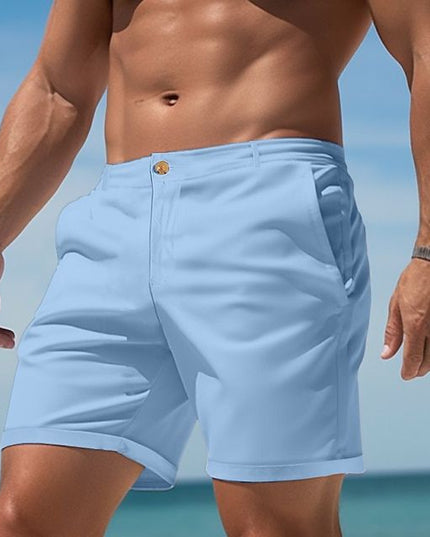 Shorts d'été ajustés pour hommes avec poches, longueur genou