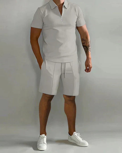 Ensemble polo zippé et shorts pour homme, tenue décontractée d'été