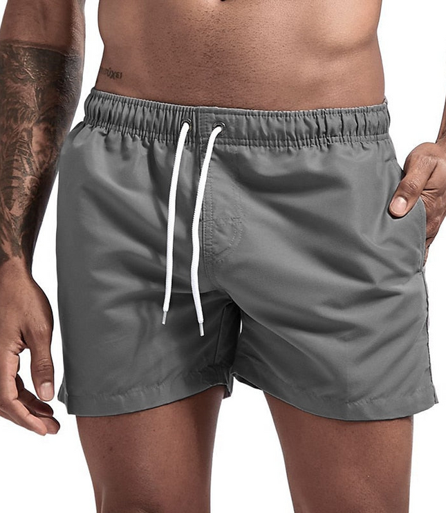 Pantalones cortos de baño para hombre con cintura elástica, cordón y secado rápido para verano