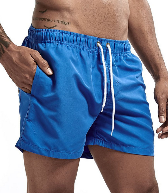 Pantalones cortos de baño para hombre con cintura elástica, cordón y secado rápido para verano