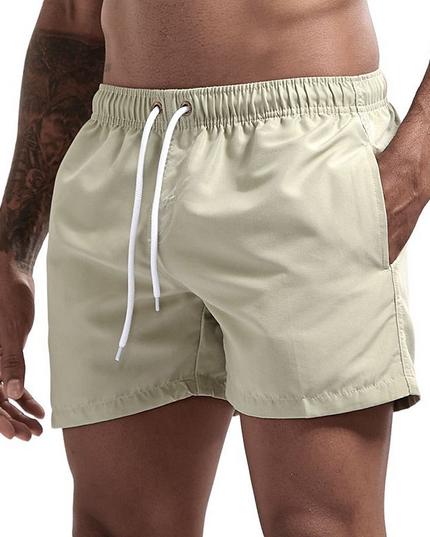 Pantalones cortos de baño para hombre con cintura elástica, cordón y secado rápido para verano