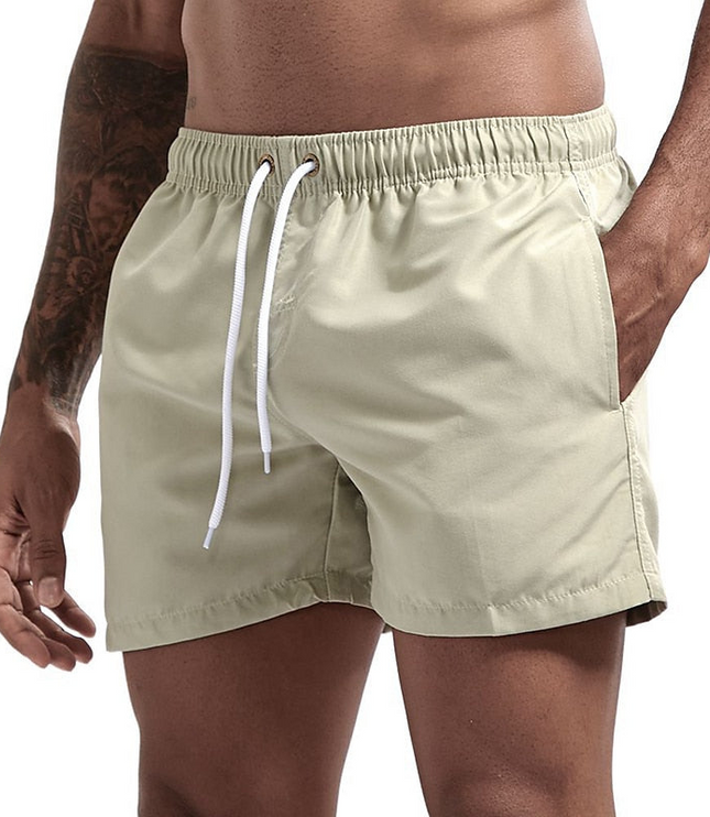 Pantalones cortos de baño para hombre con cintura elástica, cordón y secado rápido para verano