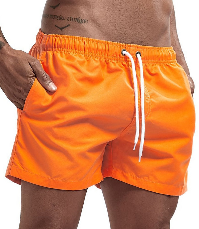 Pantalones cortos de baño para hombre con cintura elástica, cordón y secado rápido para verano