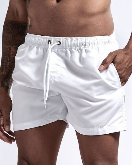 Pantalones cortos de baño para hombre con cintura elástica, cordón y secado rápido para verano