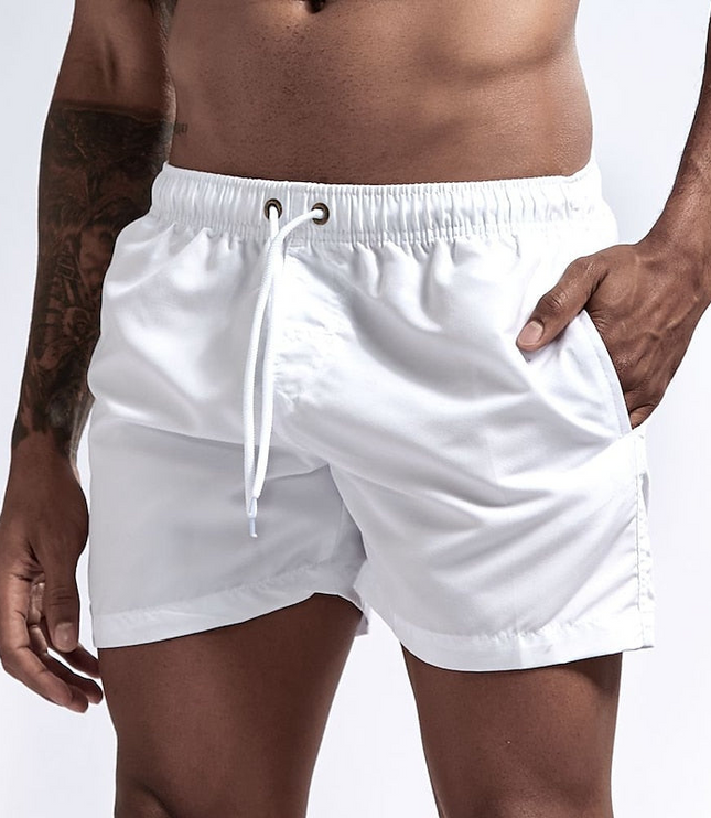 Pantalones cortos de baño para hombre con cintura elástica, cordón y secado rápido para verano