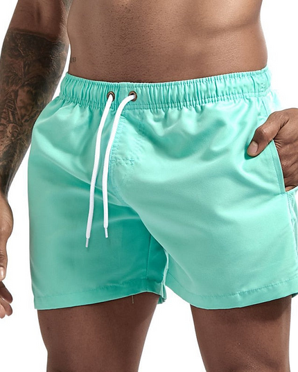 Pantalones cortos de baño para hombre con cintura elástica, cordón y secado rápido para verano