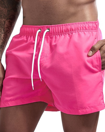 Pantalones cortos de baño para hombre con cintura elástica, cordón y secado rápido para verano