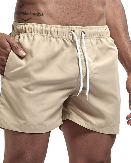 Pantalones cortos de baño para hombre con cintura elástica, cordón y secado rápido para verano