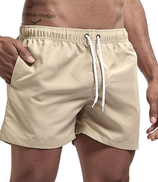 Pantalones cortos de baño para hombre con cintura elástica, cordón y secado rápido para verano
