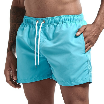 Pantalones cortos de baño para hombre con cintura elástica, cordón y secado rápido para verano