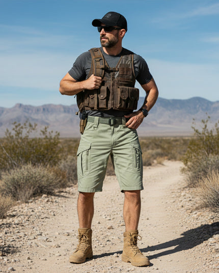 Shorts cargo tactiques d'été pour homme, longueur genou, multi-poches