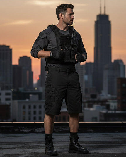 Shorts cargo tactiques d'été pour homme, longueur genou, multi-poches