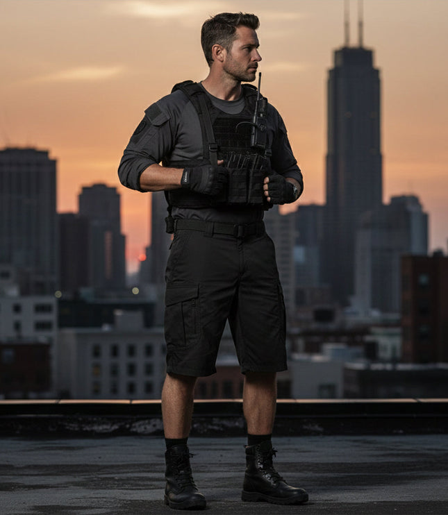 Shorts cargo tactiques d'été pour homme, longueur genou, multi-poches
