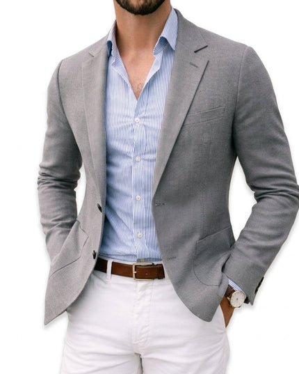 Men's Tailored Knit Blazer Mens Winter Coat Notch Lapel - Silver