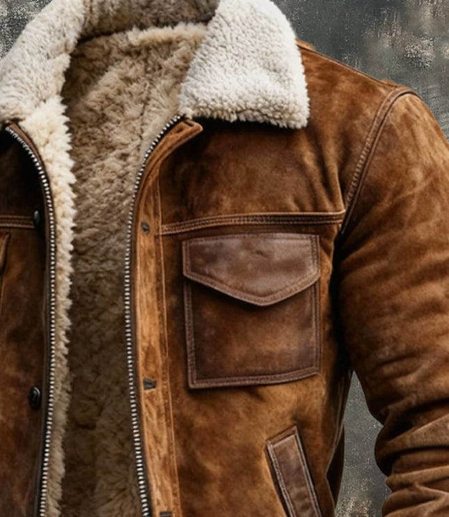 Men's Teddy Lined Ribbed Hem Aviator Jacket