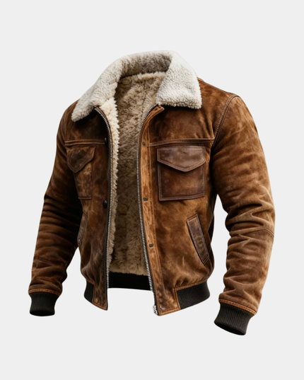 Men's Teddy Lined Ribbed Hem Aviator Jacket