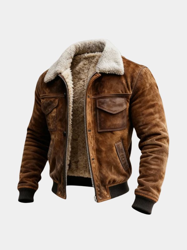 Men's Teddy Lined Ribbed Hem Aviator Jacket